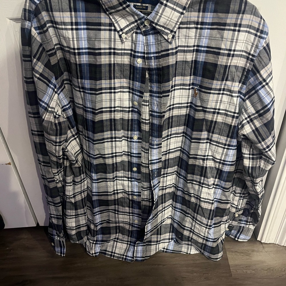 Ralph Lauren Blue and Black Plaid Button-Down Shirt